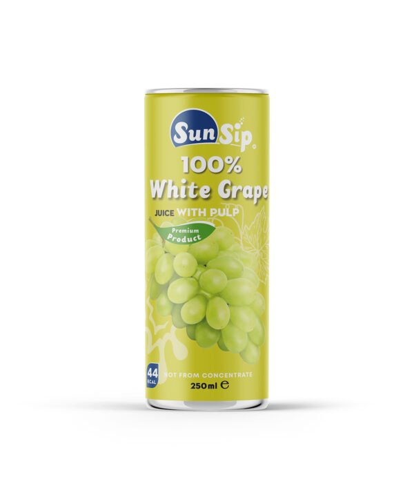 SunSip 100% White Grape Juice with Pulp, 250ml can
