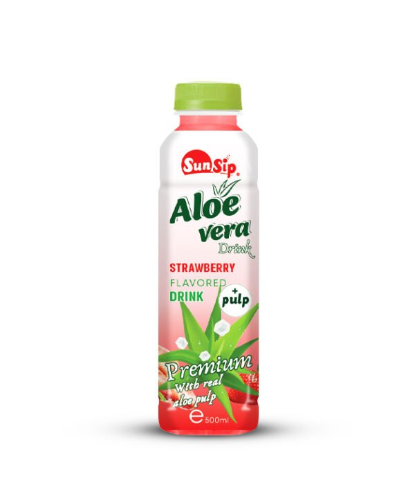 SUNSIP ALOE VERA with Pulp (Strawberry Flavor) - 500ml PET bottle