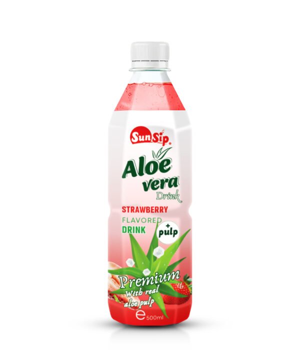 SUNSIP ALOE VERA with Pulp (Strawberry Flavor) - 500ml PET bottle
