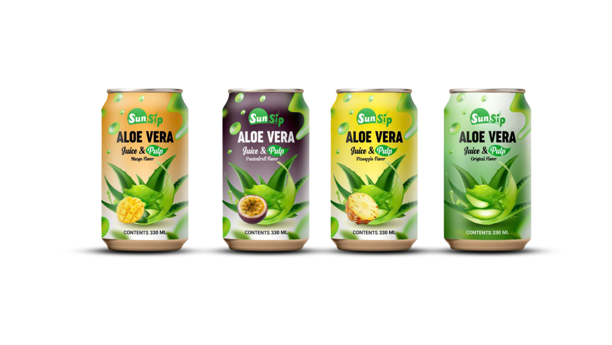 SUNSIP ALOE VERA with Pulp (Pineapple Flavor) – 330ml short can - Image 2