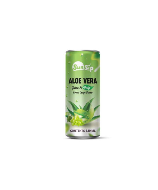 SUNSIP ALOE VERA with Pulp (Green Grape Flavor) – 250ml slim can