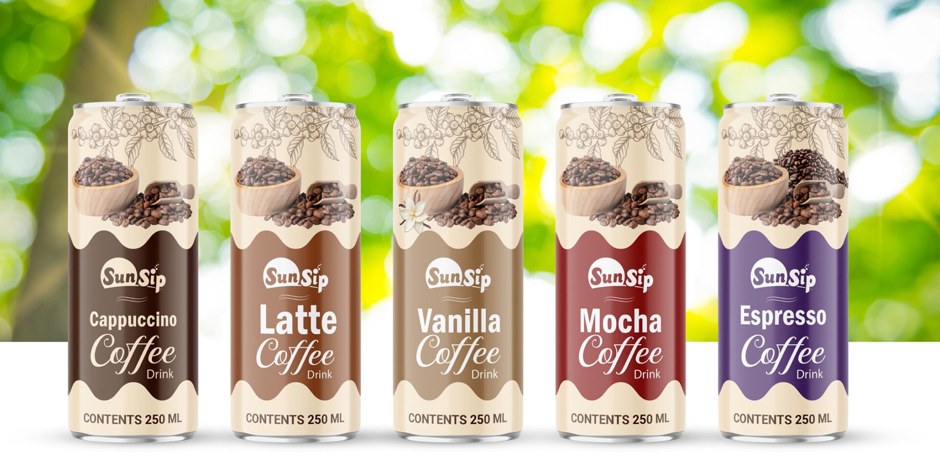 Variety of SunSip coffee drinks