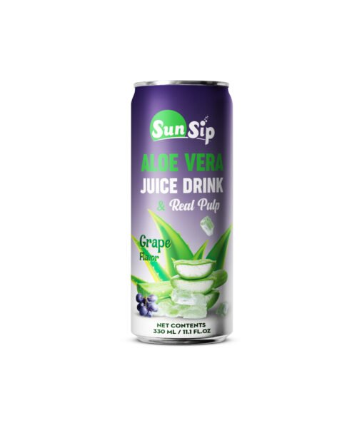 Sunsip Aloe Vera Grape Juice with Real Pulp  330ml Can