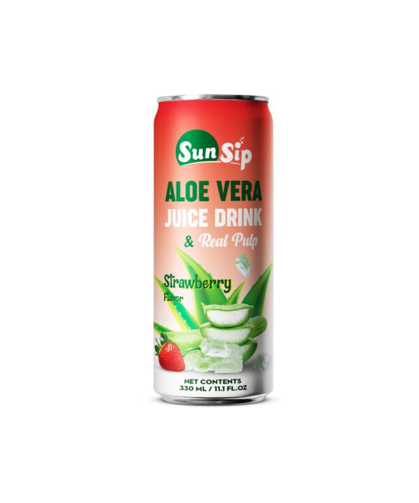 Best Sunsip Aloe Vera Juice With Pulp drink Strawberry Flavor 330ml can