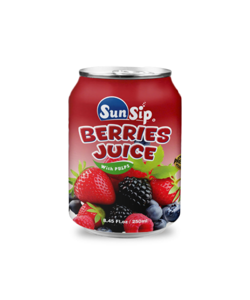 OEM/ SUNSIP BERRIES JUICE WITH PULP – 250ml stubby can