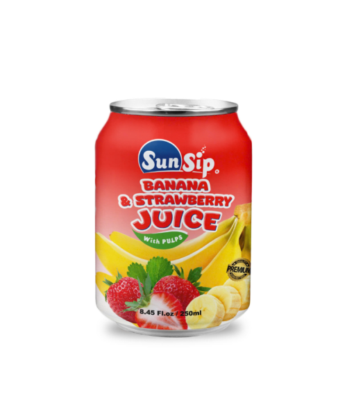 OEM / SUNSIP STRAWBERRY and BANANA JUICE WITH PULP – 250ml stubby can