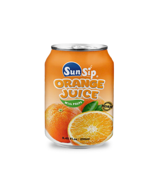 OEM/ SUNSIP ORANGE JUICE WITH PULP – 250ml stubby can