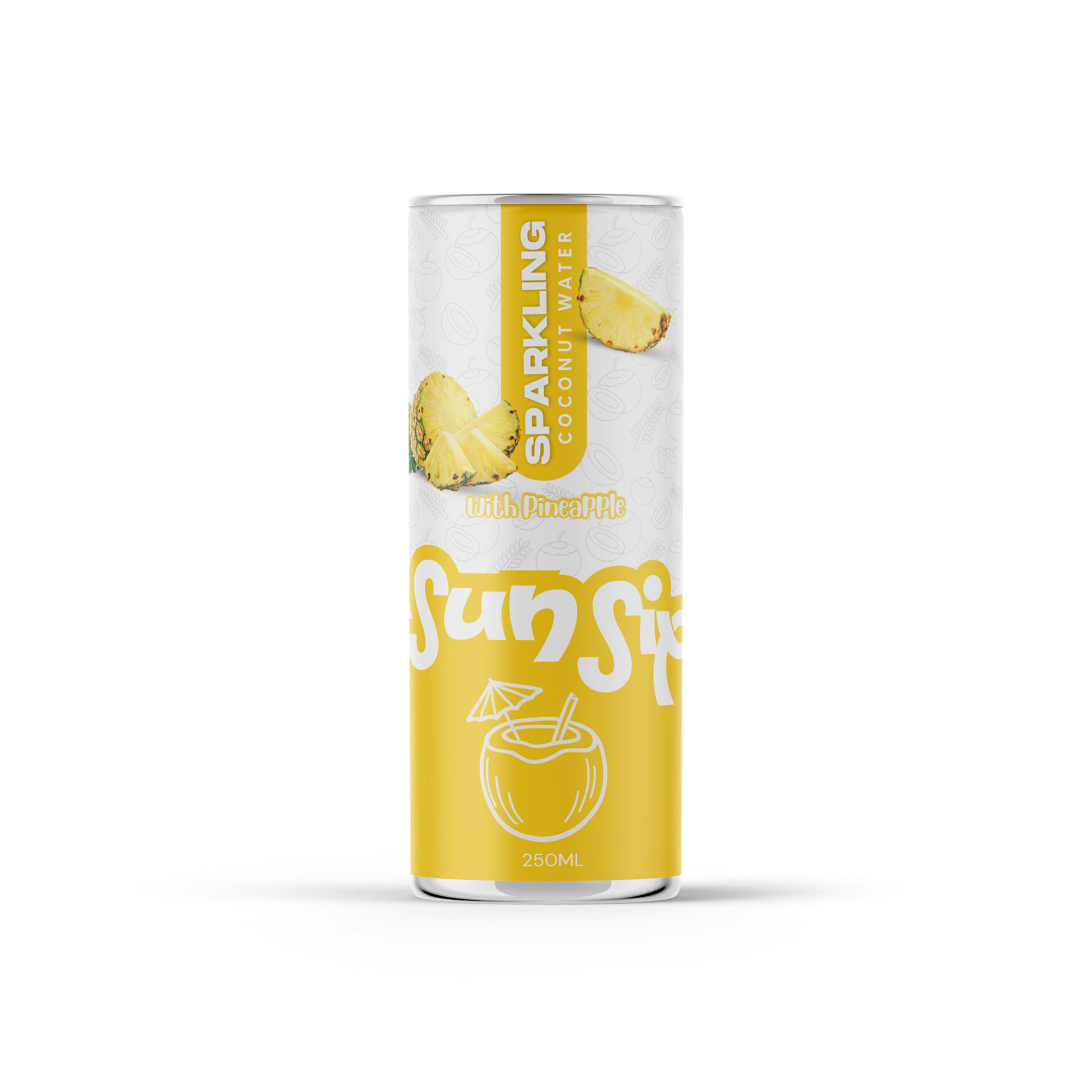 sparkling coconut water pineapple 250ml aluminum can OEM Vietnam manufacturer