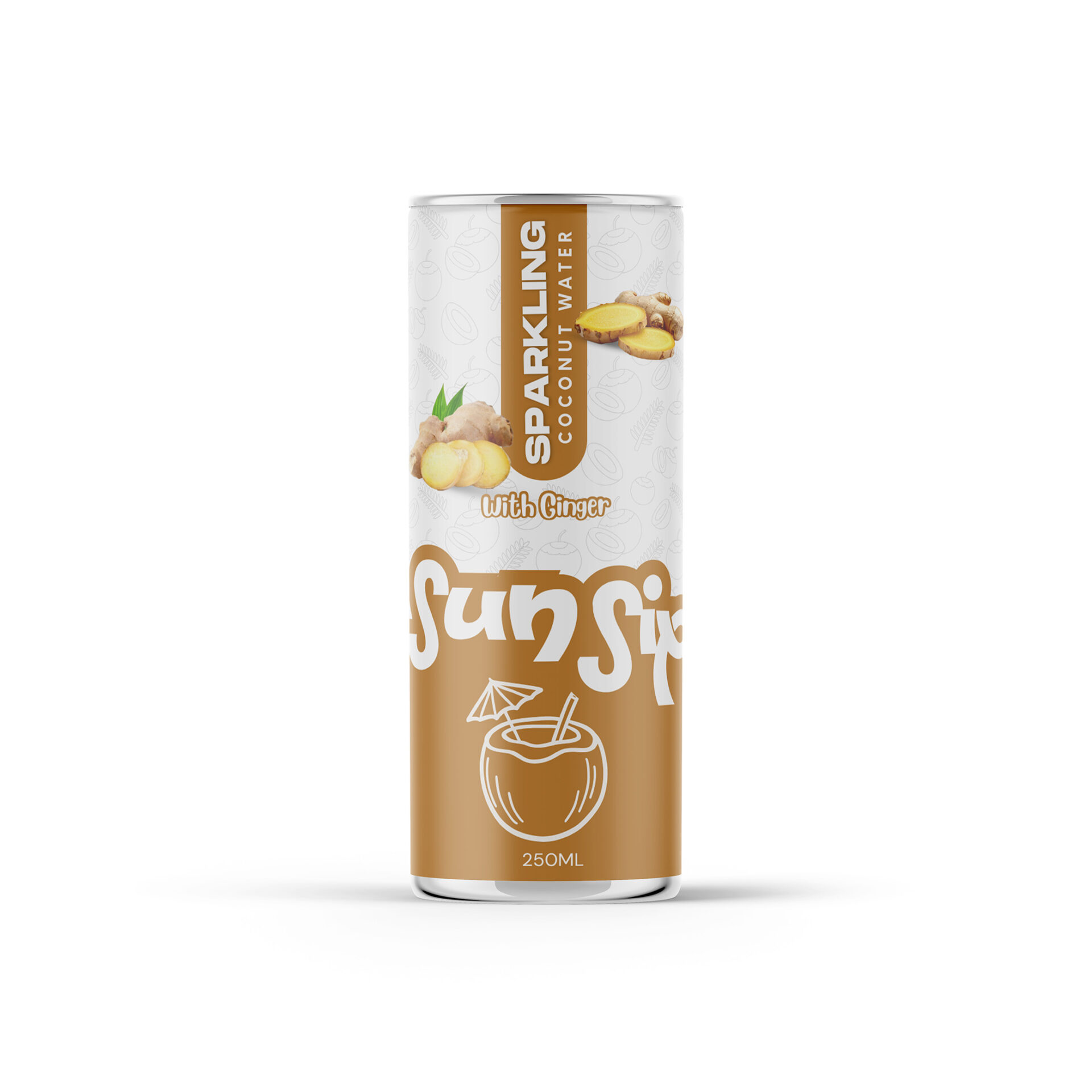 sparkling coconut water ginger functional drink 250ml can OEM manufacturer Vietnam