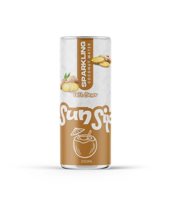 sparkling coconut water ginger functional drink 250ml can OEM manufacturer Vietnam