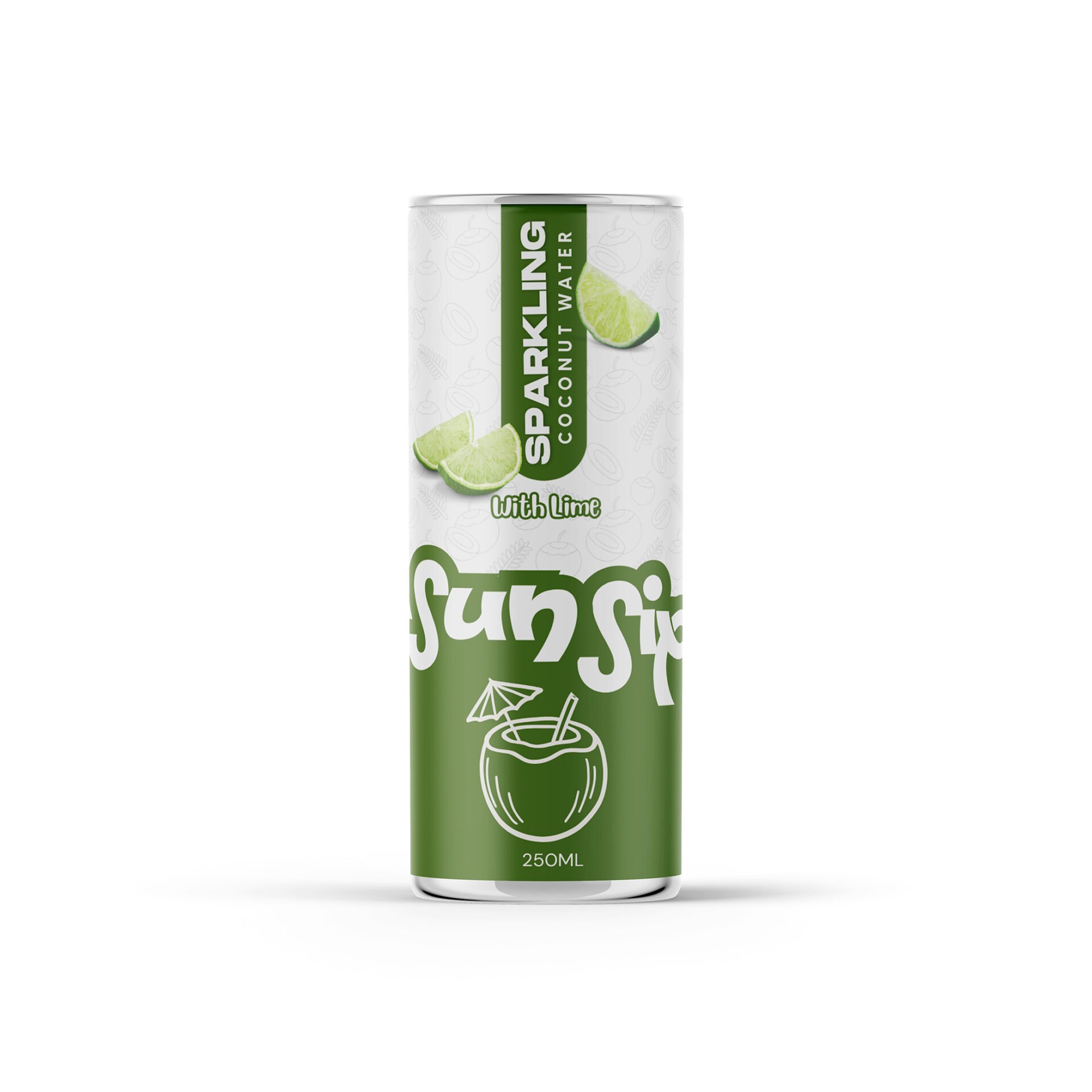 sparkling coconut water lime flavor 250ml can private label OEM Vietnam