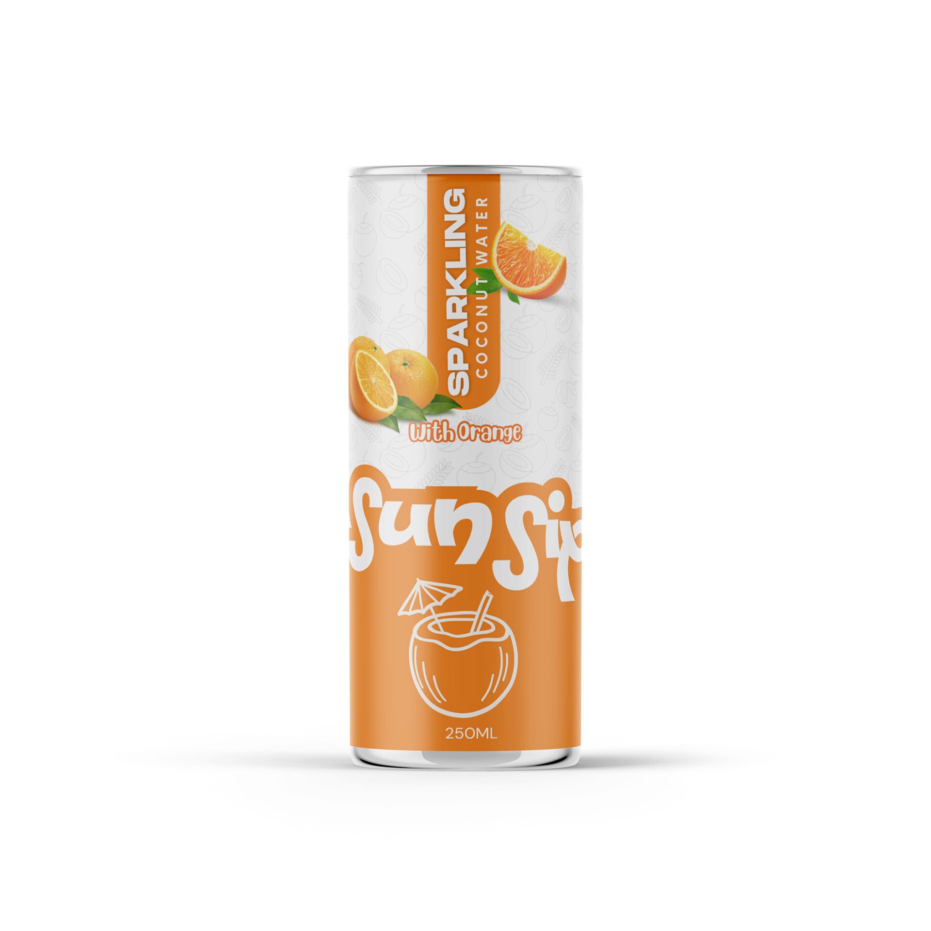 sparkling coconut water orange flavor 250ml can OEM private label Vietnam