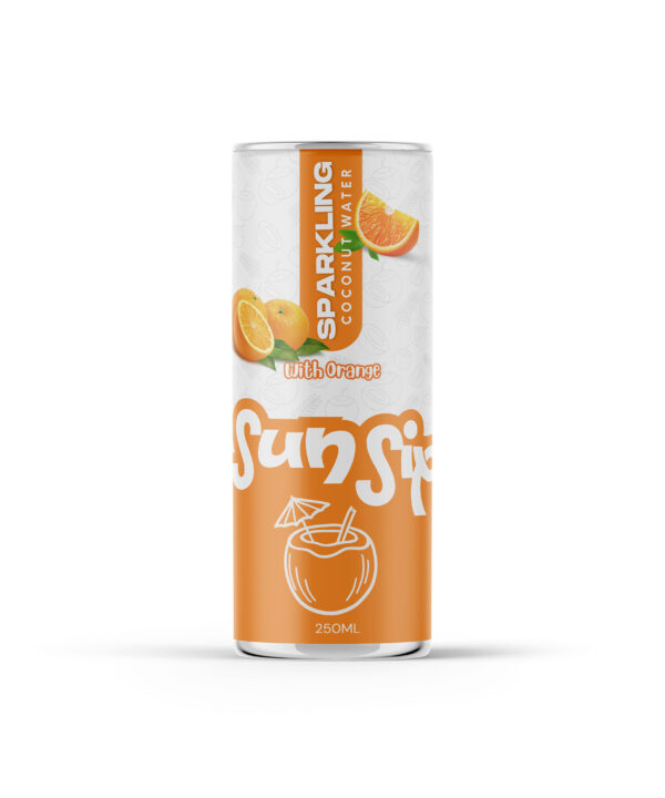 sparkling coconut water orange flavor 250ml can OEM private label Vietnam