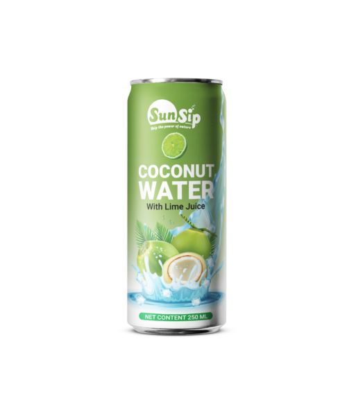 SUNSIP COCONUT WATER with Lime - 250ml slim can
