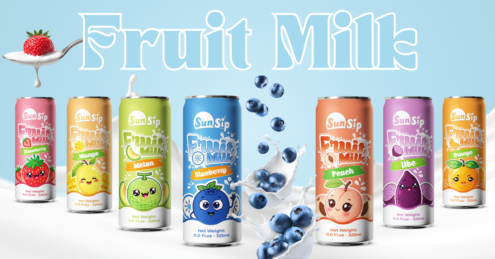 sunsip fruit milk 325ml