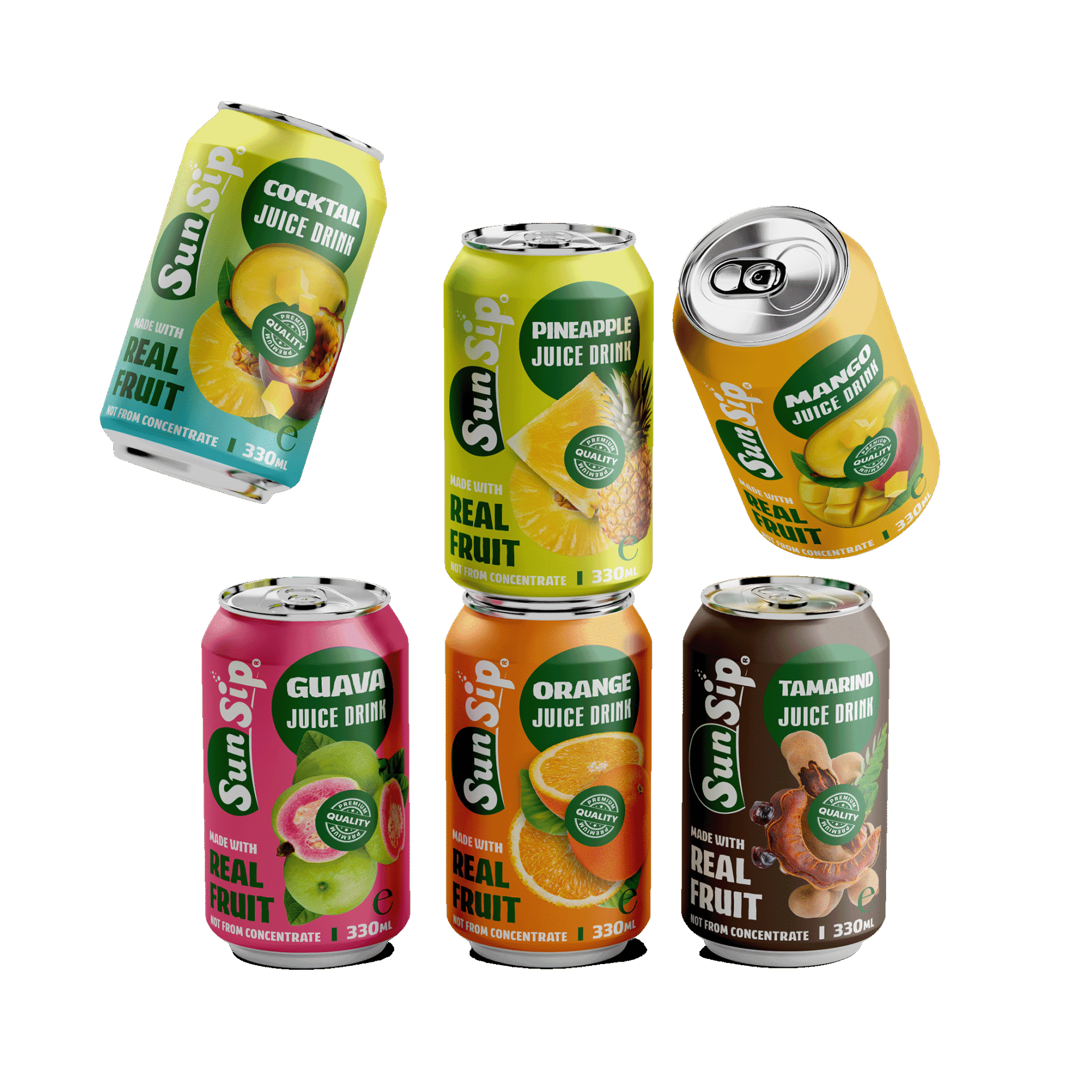 SunSip real fruit juice drinks in 330ml cans