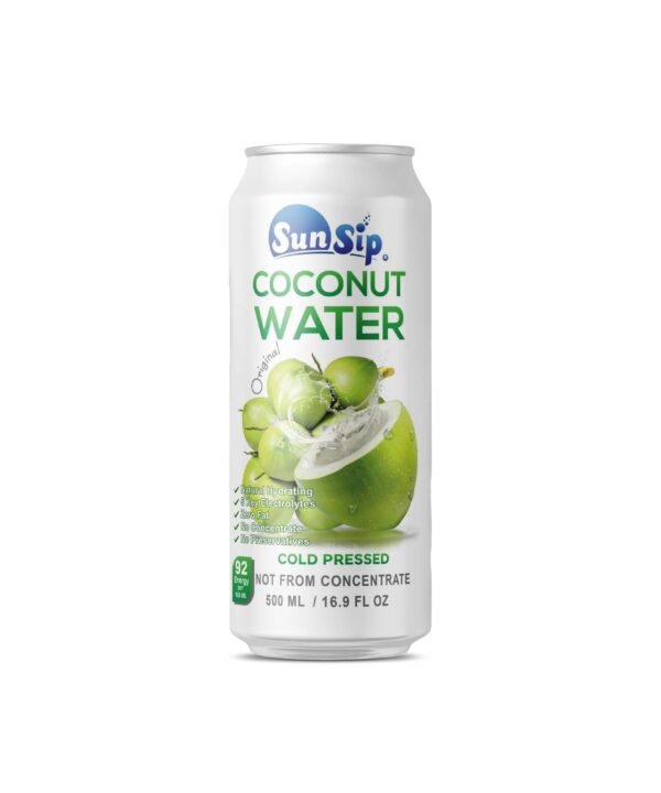 SunSip Coconut Water, Original, cold pressed, 500ml can