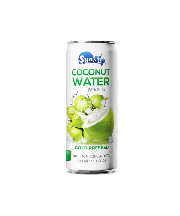 SunSip Coconut Water with Pulp, Original, cold pressed, 330ml can