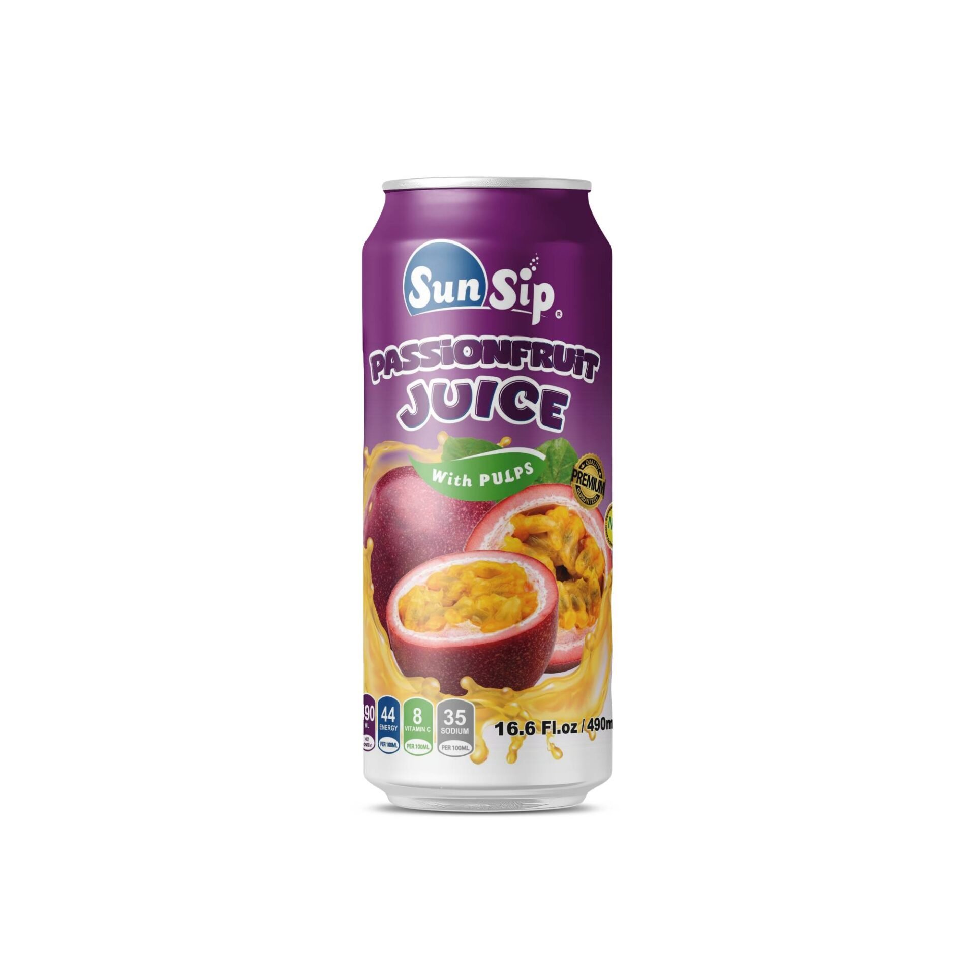 SunSip Passion Fruit Juice with Pulp 490ml aluminum can