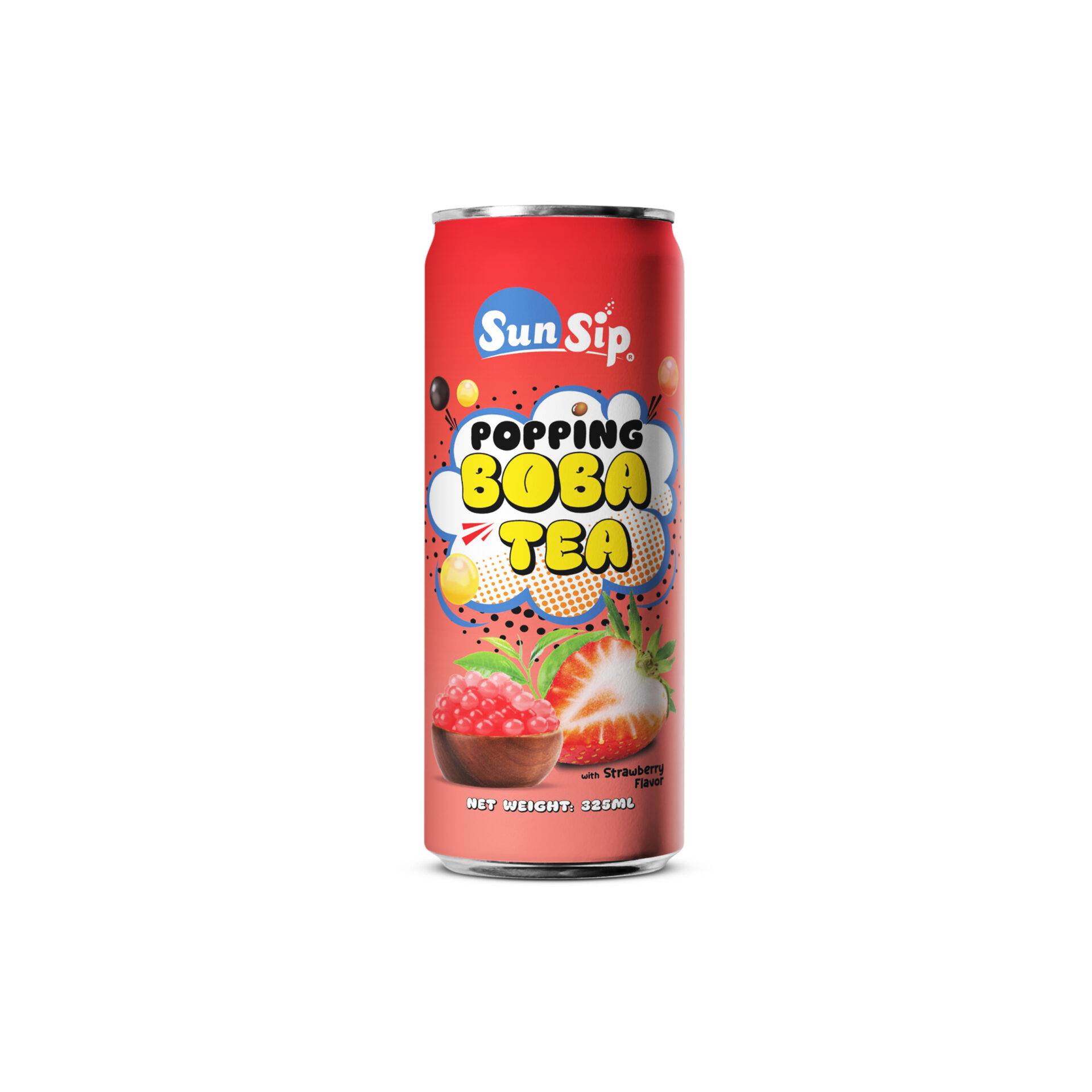 Sunsip Popping Boba Tea – Strawberry Flavor