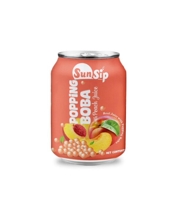 SunSip Popping Boba with Peach Juice  250ml Stubby can