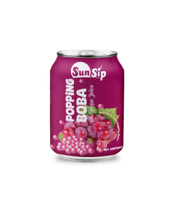 SunSip Popping Boba with Grape Juice  250ml Stubby can